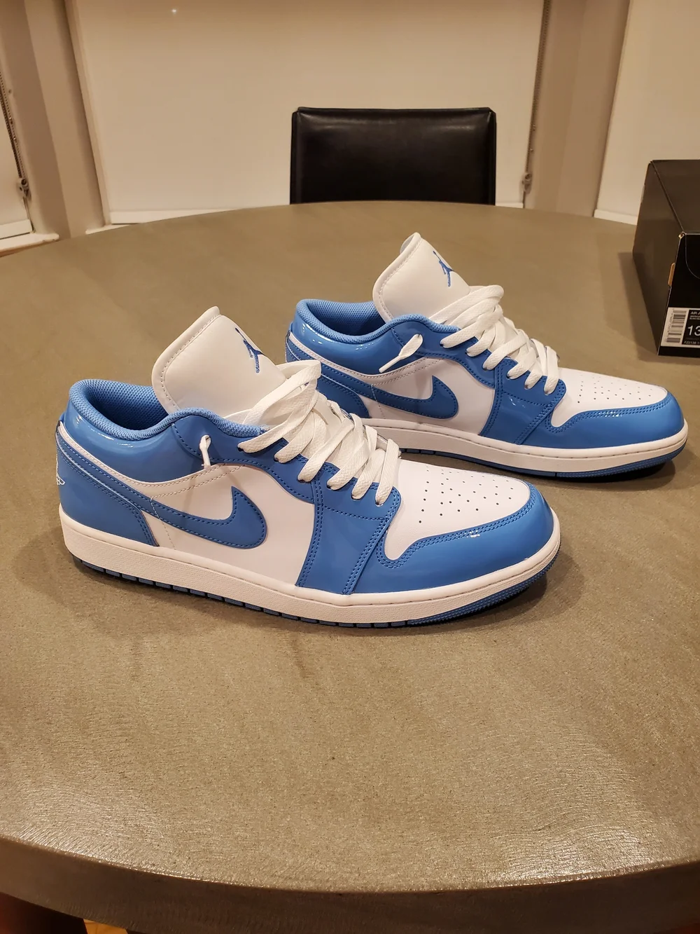 Jordan 1 Low Top Sneakers White and University Blue